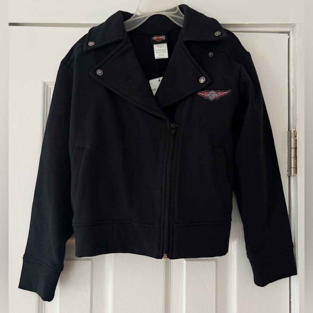 Harley-Davidson Black Kids Cotton Jacket‎ Size 7/8 NWT